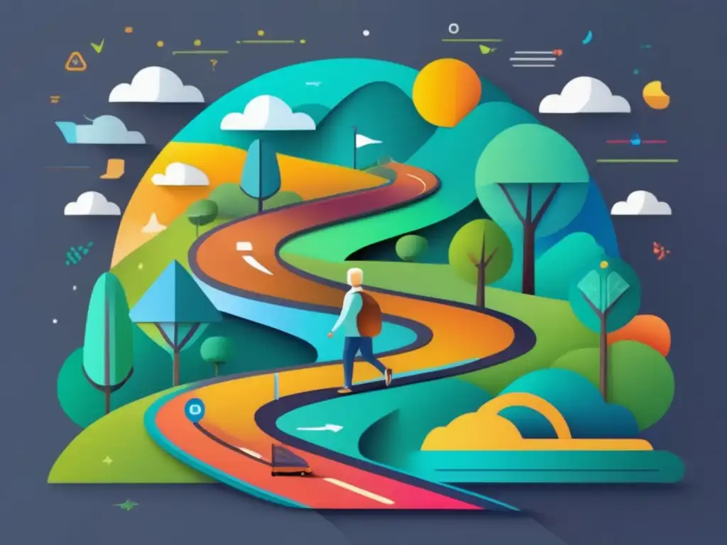 Camino colorido hacia la jubilación Infografía 8k detallada con estrategias financieras para jóvenes prepararse para la jubilación