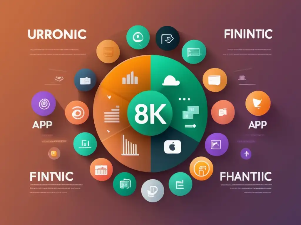 Imagen: Fintonic, app financiera Aplicación Fintonic: imagen 8k detallada y minimalista con iconos financieros y diseño moderno