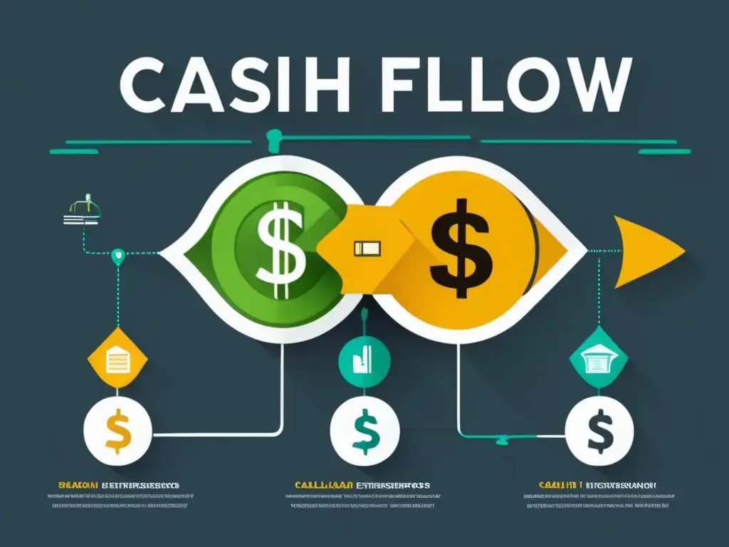Infografía flujo de efectivo Infografía minimalista del concepto de flujo de caja en emprendimiento: ingresos, gastos y presupuesto