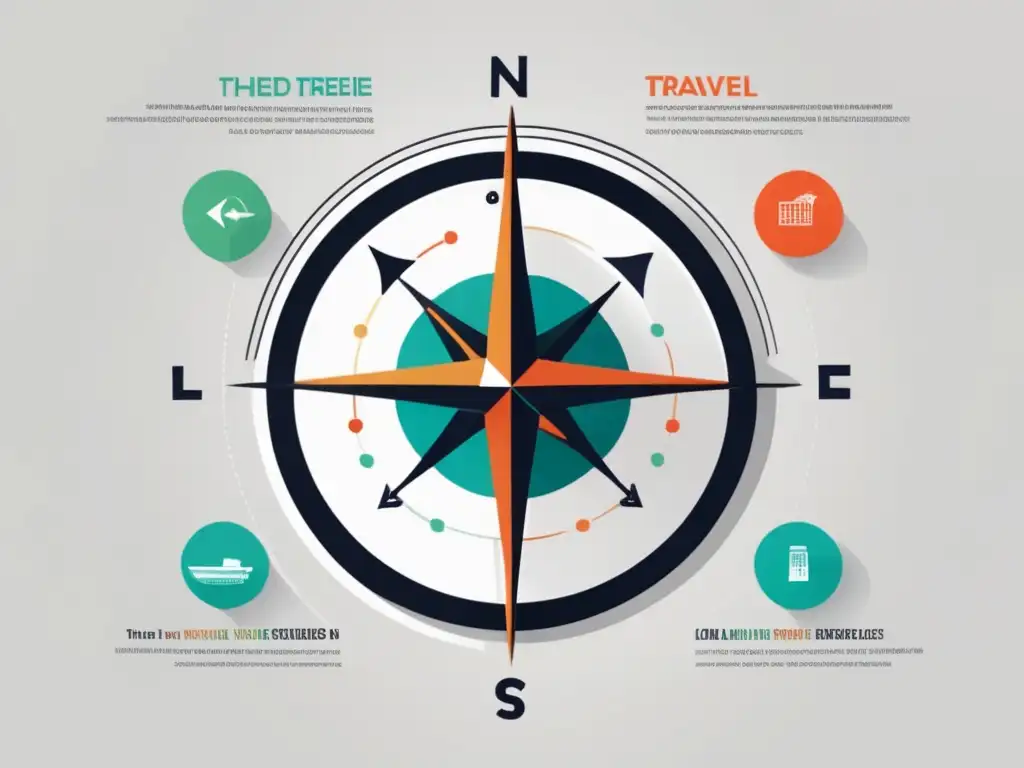Estrategias de viaje económico Estrategias para viajar con presupuesto limitado: Infografía minimalista con símbolos de mapa, transporte público y vuelos económicos
