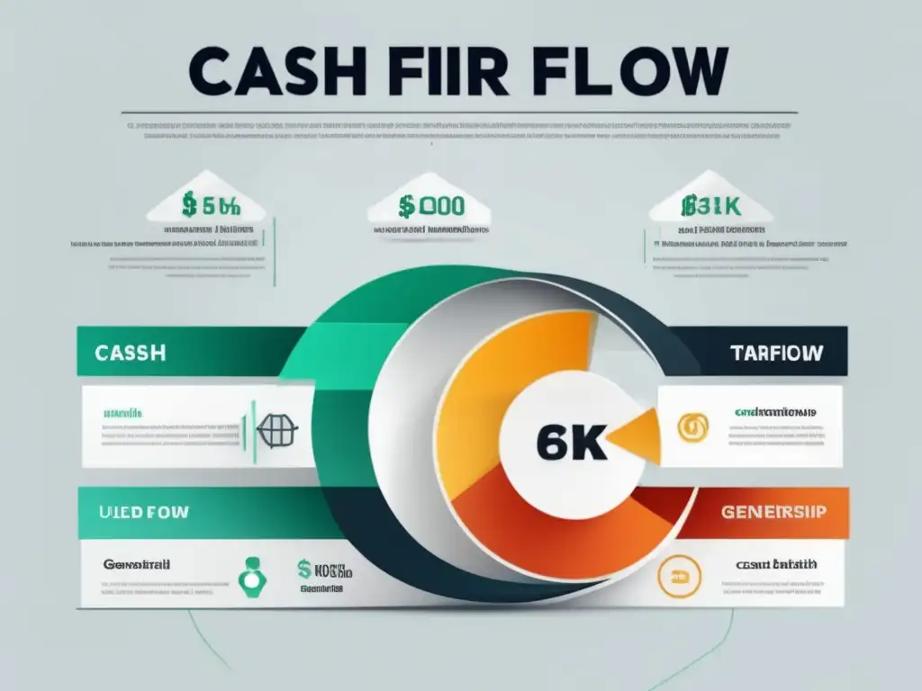 Infografía cash flow en emprendimiento Infografía sobre flujo de caja en emprendimiento: secciones detalladas, gráficos proyectivos y optimización de dinero