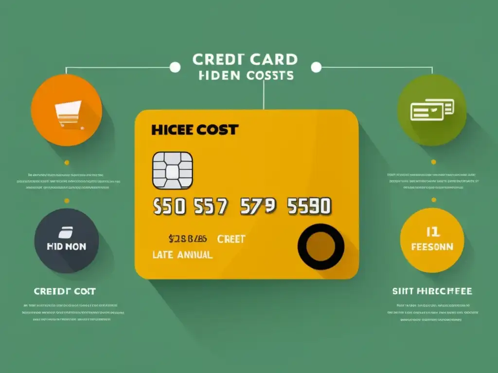 Costos ocultos de una tarjeta de crédito Costos ocultos tarjeta crédito: infografía minimalista con tarjeta rectangular en el centro