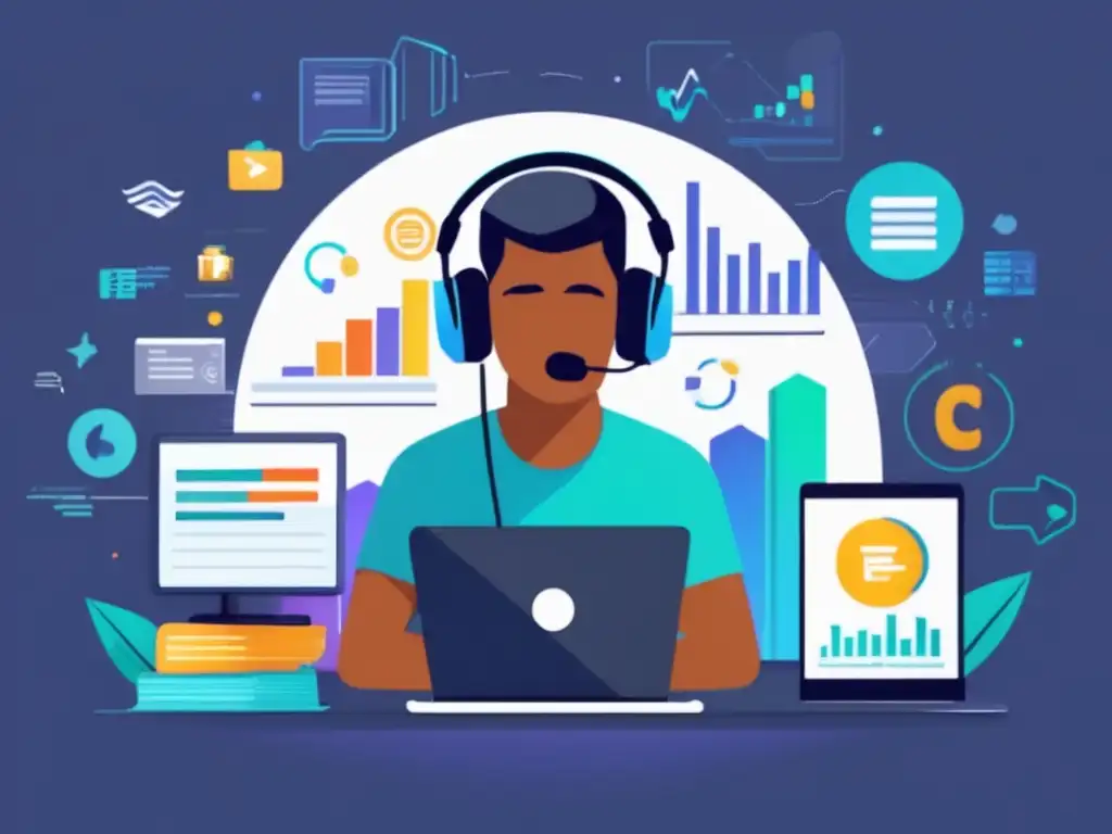 Educación financiera a través de podcasts Joven escuchando podcasts de educación financiera