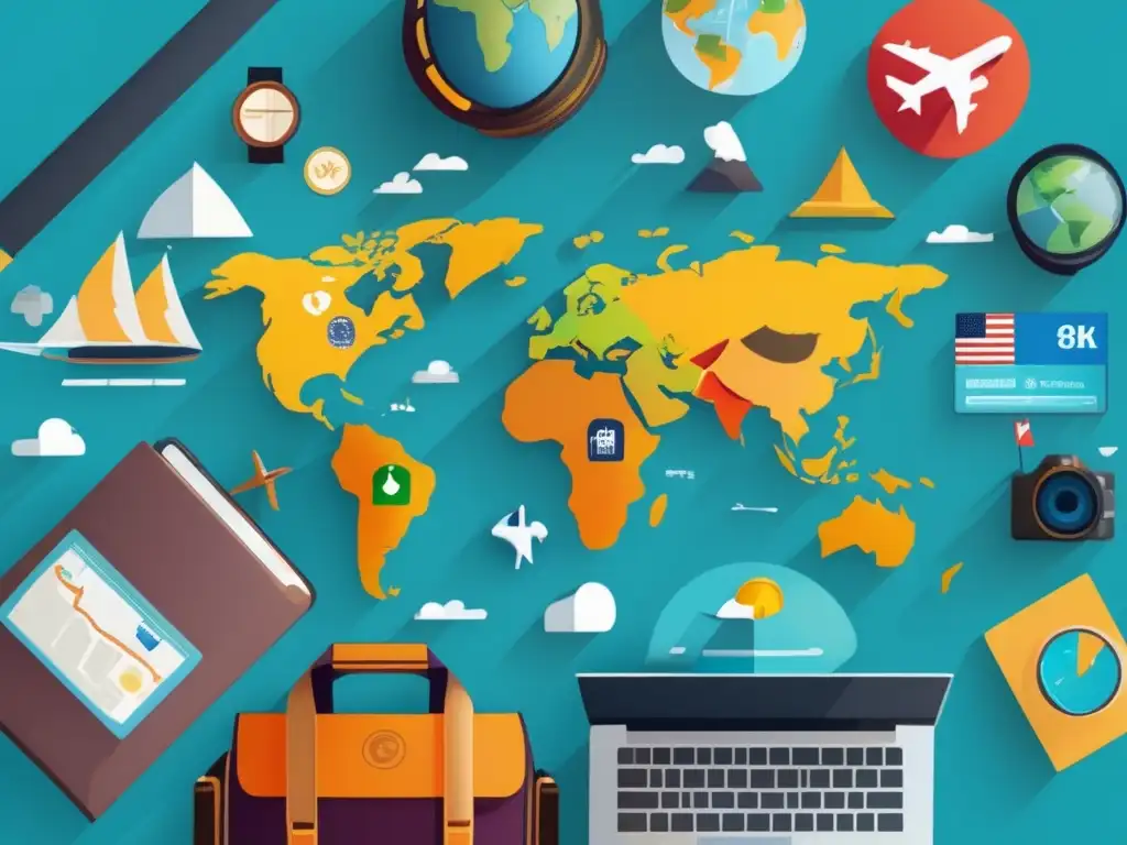 Mapa mundial con estrategias económicas de viaje Mapa mundial con estrategias para viajar con presupuesto limitado